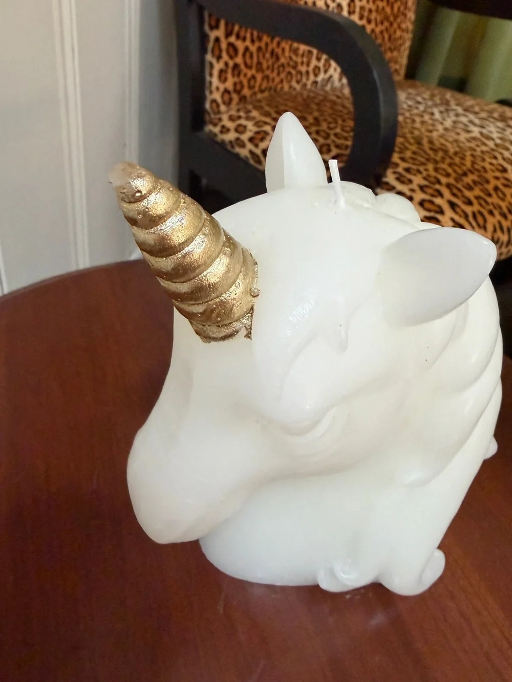 White and Gold Unicorn Candle - New in Box Decorative Home Accent